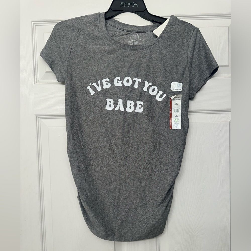 Women’s Maternity Gray Graphic Tee - I've Got You Babe